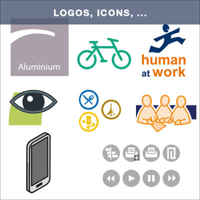logos, pictograms, icons, vignettes
